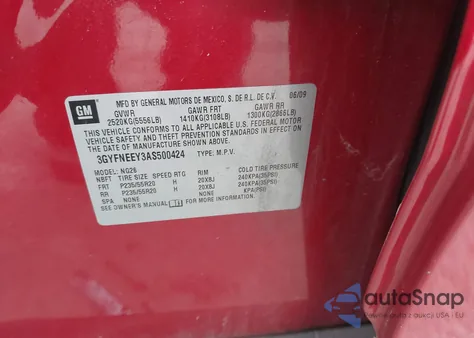 2010 Cadillac Srx Performance Collection из США, поврежденный, VIN 3GYFNEEY3AS500424